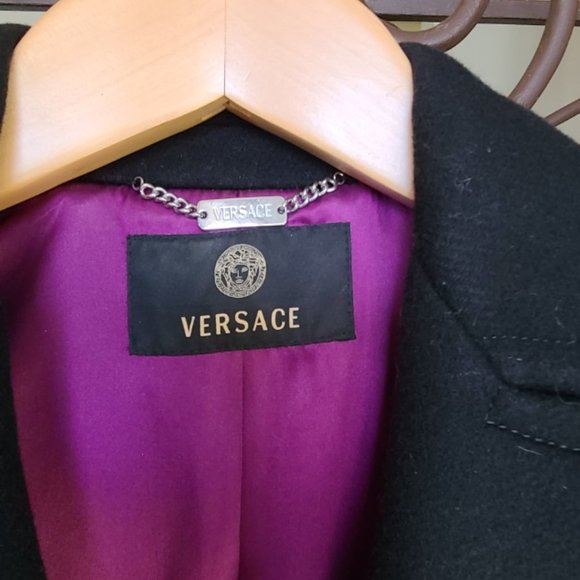 VERSACE Black Wool Coat - Picture 3 of 6